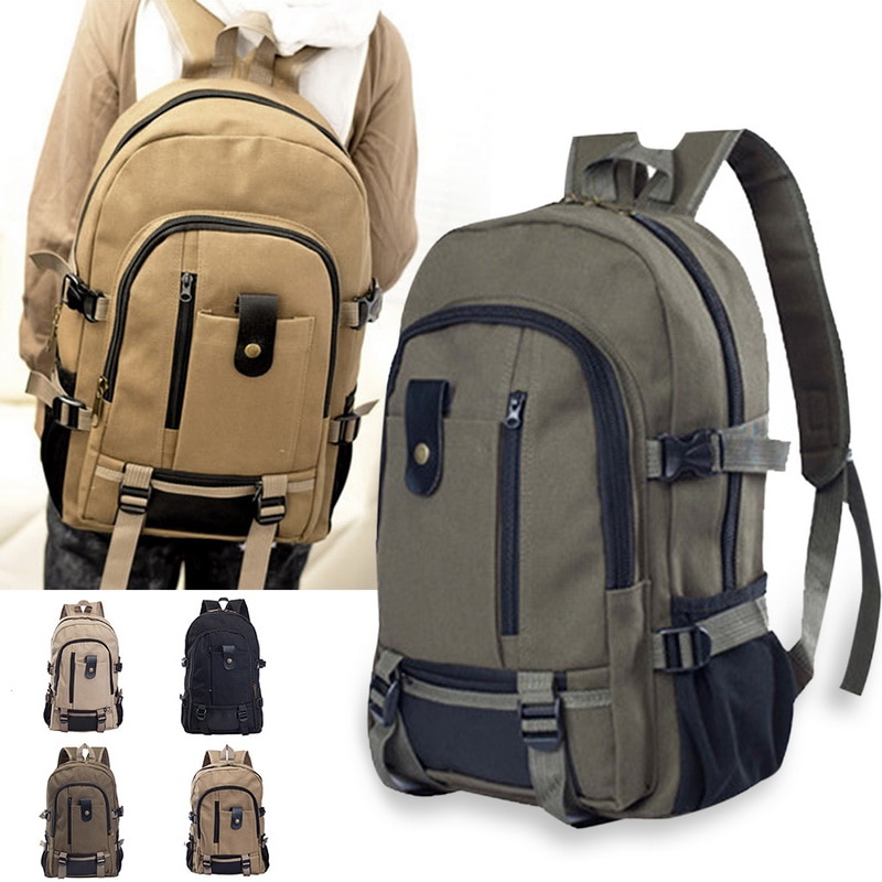 Adisputent Men's Canvas Backpack Leisure Travel Vintage Laptop Backpack Shoulder Bag Computer Functional Versatile Bags