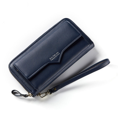 BENVICHED Long Woman Purse Female Wallet Clutch PU Leather Ladies Purses Card Holder Women Phone Bags D126: Deep Blue
