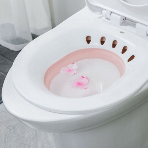Toilet sædeovertræk folde toilet sitz badekar iblødsætning bassin til gravide kvinder hæmorroide patient: Lyserød