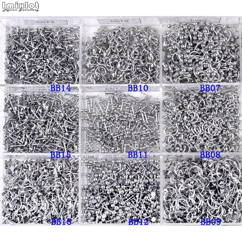 45/90Stck Gemischte Arten Edelstahl Augenbraue Nabel Bauch Lippe Zunge Nase durchbohren Bar Ring Labret Hantel Tunnel körper Schmuck