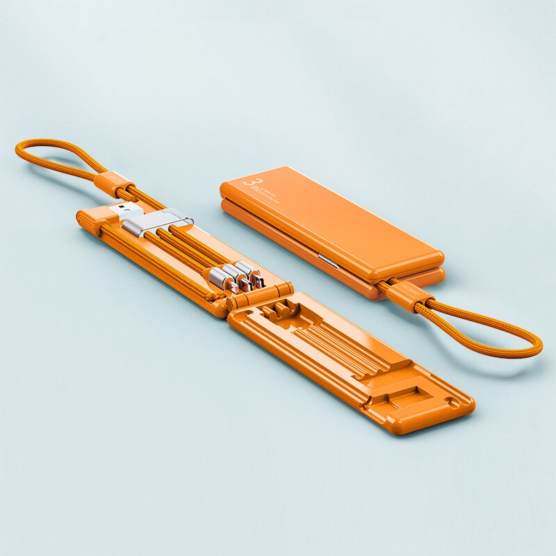 Caja Mágica de Cable de datos de tres-en-uno móvil Teléfono de carga rápida cargador de tres-Línea Tres usar Android de Apple dos-en-uno portátil: Orange