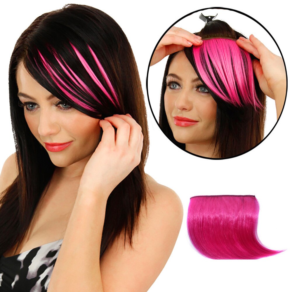 Pure Kleur Natuurlijke Onzichtbare Haar Bang Hair Extensions Synthetische Blauw Grijs Roze Rood Kleurrijke Kleur Bang Haarverlenging Stuk # y30