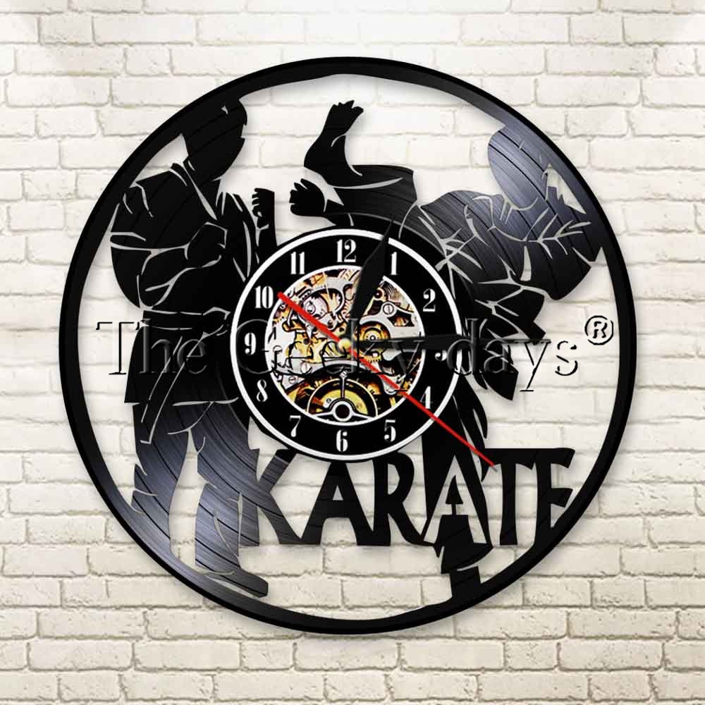 1 styk karate vinyl ur led væglampe record sportmen boligindretning ur håndlavet til karateka