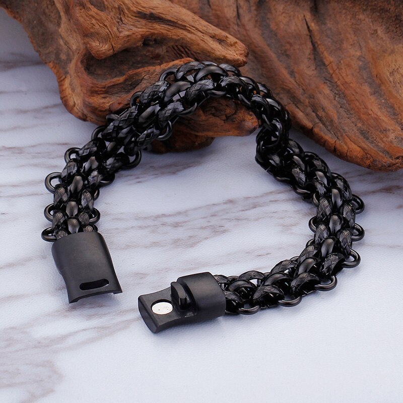 TrustyLan Catena dell'acciaio inossidabile degli uomini Braccialetto Nero Gioielli Uomo 13 MILLIMETRI Armbanden Erkek Bileklik Amicizia Braccialetto da Uomo Homme
