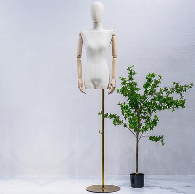 Mannequin à bras en bois de pour femmes, couleur pleine, corps en métal, épaule de poitrine plate pour mariage, support réglable D402