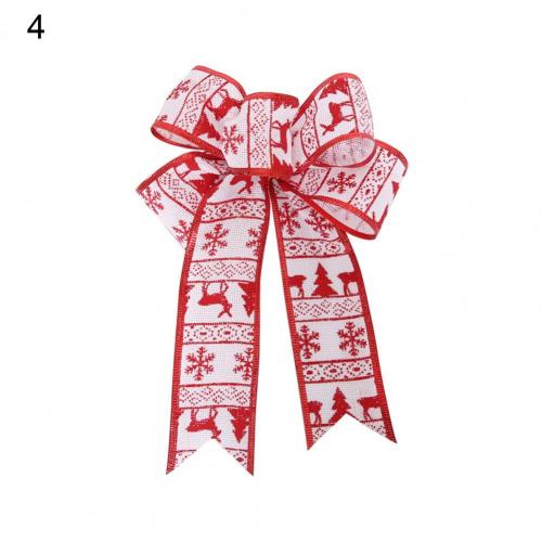 80%HOTDecorative Bows Xmas Theme Multi Patterns Christmas Tree Hanging Bowknot Decoration for Decoration: 4