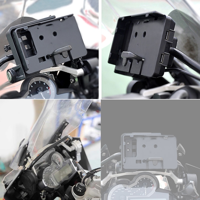 12MM Motorcycle GPS mobile phone holder Wireless/USB Fast charger For BMW R1200GS R1250GS F700GS F800GS F750GS F850GS CRF1000L