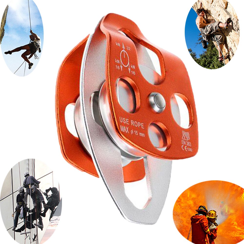 2PC 32KN Swing Climbing Double Pulley for Caving Rock Climbing Rappelling Rescue Dragging Sheaves Caving Rescue Hauling System
