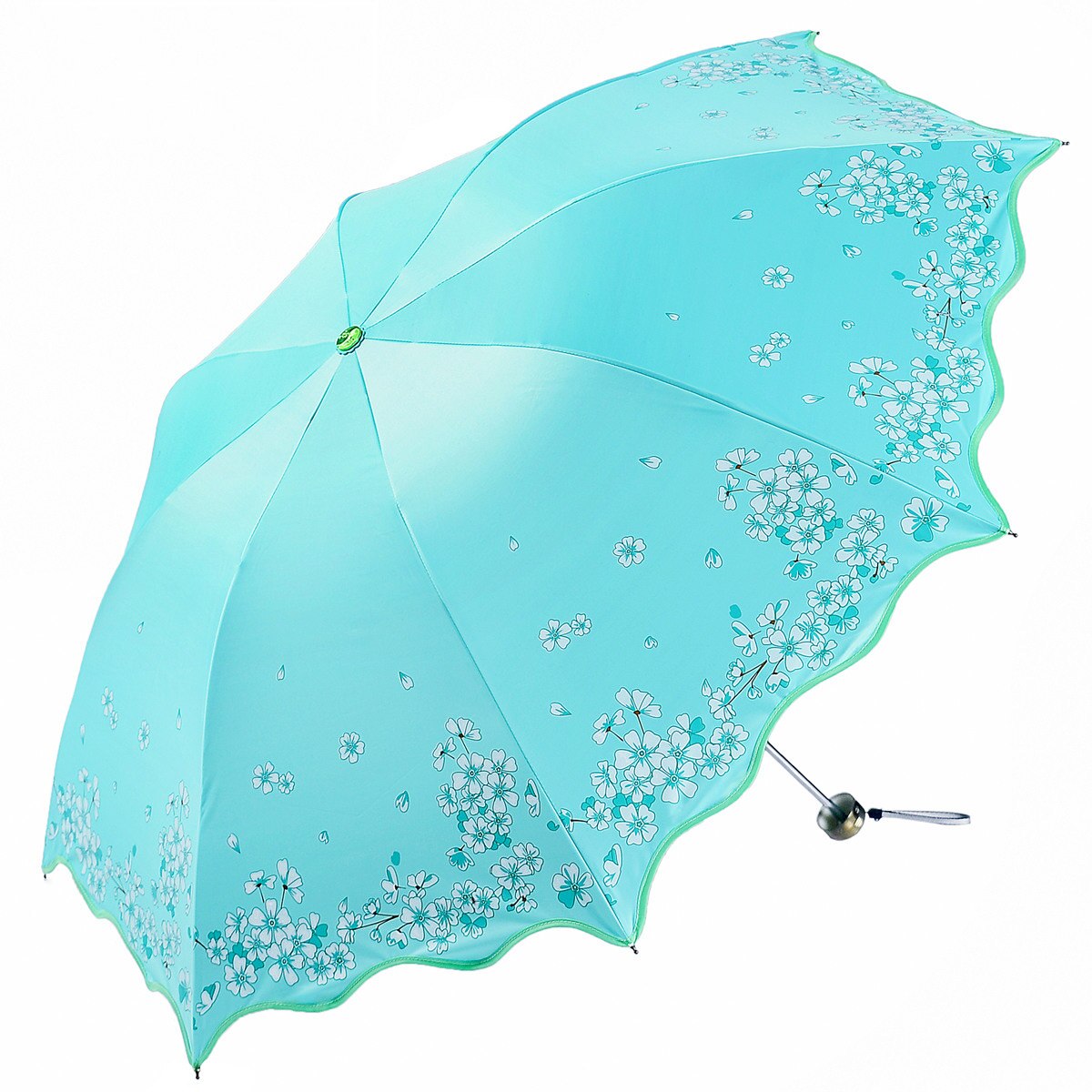 Flower Umbrella Female Folding Chinese Light Anti-UV Girl Sun Parasol Kids Umbrellas Rain Women: Green