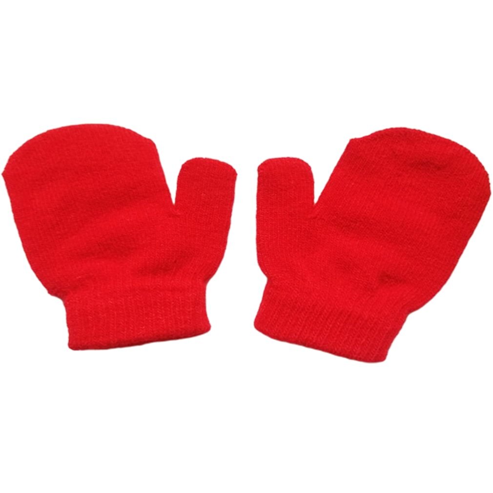 Guantes de invierno para niños, mitones de punto para recién nacidos, Niña y niño pequeño, guantes de invierno sólidos: red
