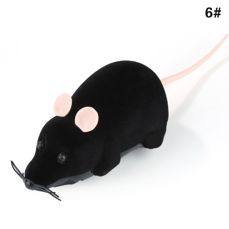 Souris télécommandée à infrarouge pour chat, jouet d&#39;émulation, mouvement mécanique, accessoires pour animaux de compagnie, blague effrayante: Black with pink  ear
