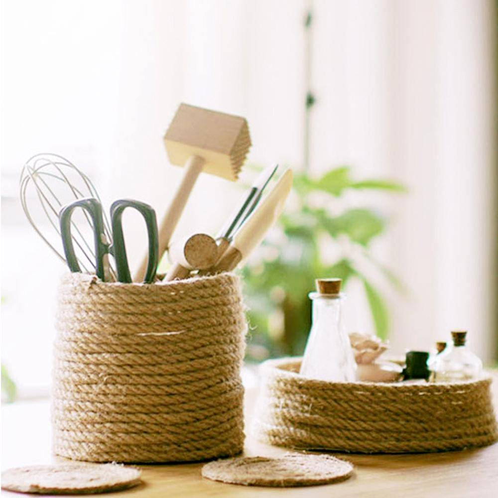 Cuerdas de Sisal de 4mm, 5mm, 6mm x 100m, hilo de yute, cuerda de cáñamo Natural, decoración de arte para el hogar para rascar gatos y mascotas