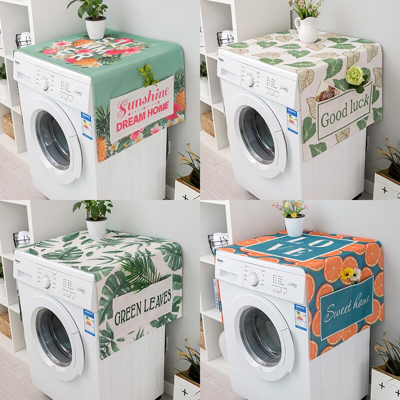 Nordisk grøn plante vaskemaskine dække køleskab mikroovn bomuld linned vandtæt dækning
