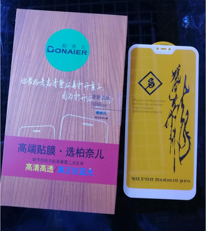 Bonaier Triple Strong Clear Tempered Glass Full Glue Film for Xiaomi Redmi 6 Pro Mi A2 Lite Screen Protector: Full Glue White 2pcs / Redmi 6 Pro