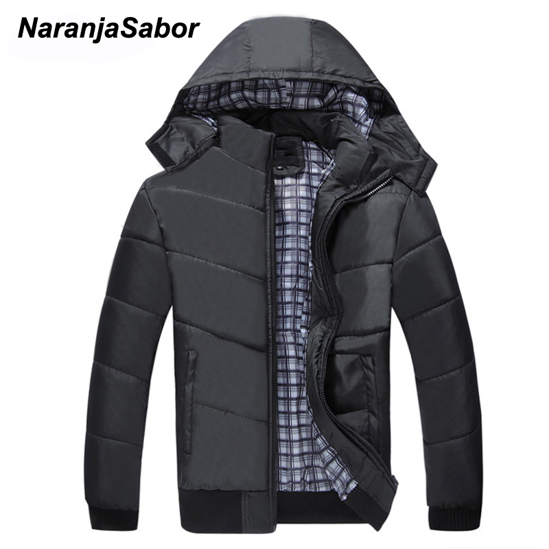 NaranjaSabor Men's Winter Jacket Mens Hooded Loose Casual Coat Thick Warm Outwear Windproof Male Brand Clothing M~4XL N582