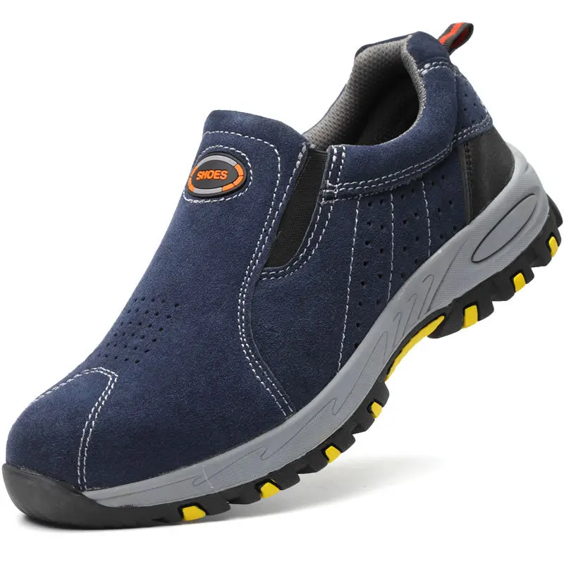 Botas de trabajo de seguridad para protección laboral, zapatillas antigolpes y antipinchazos para soldar, puntera de acero Industrial, zapatillas sin cordones para hombre