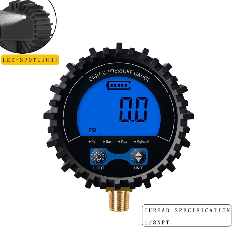 Bandenspanningsmeter Digitale Bandenspanner Display Luchtdruk Manometer Snel Aansluiten Koppeling Draad 1/8