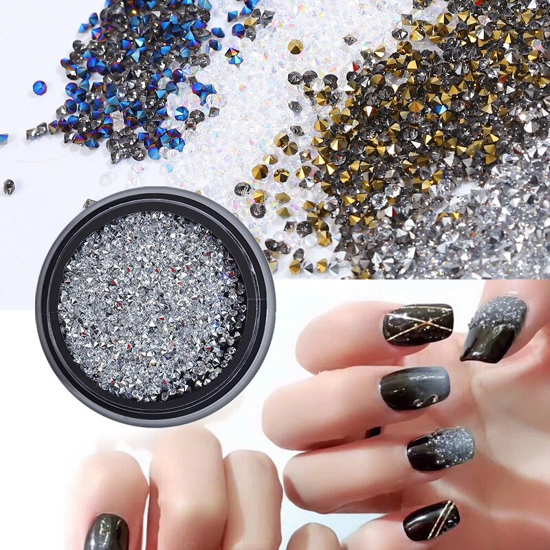 1 doos Kristallen 3D Nail art Micro Zirkoon 1.2mm Micro Strass Stenen Nail Art Glas Caviar Kralen Voor Nagels 3D Decoraties NR31