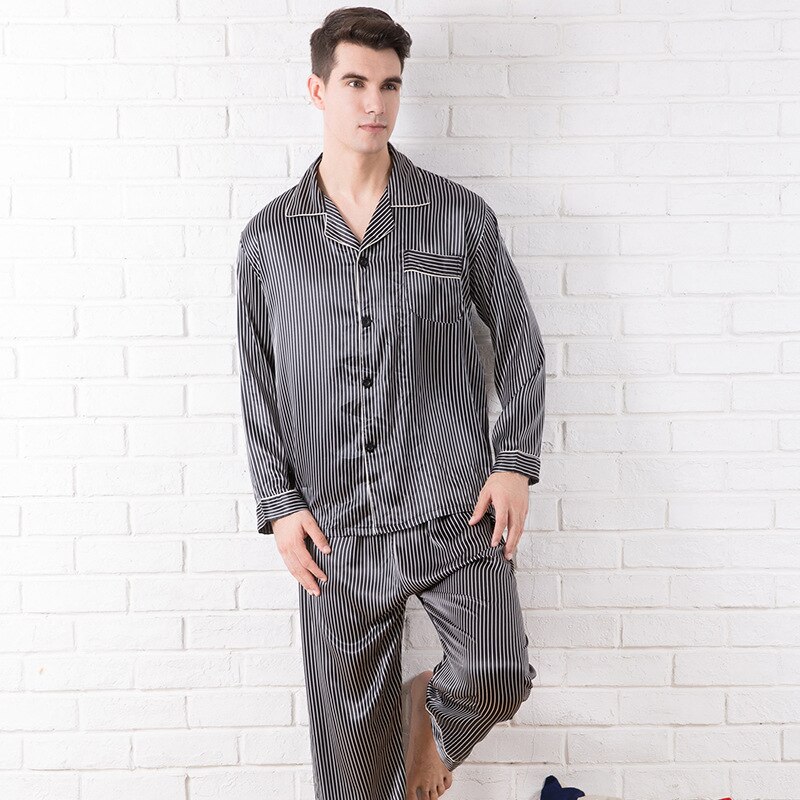 Vår høst menn pyjamas sett med sove topp & bukser mannlige pyjamas fritidsklær hjemmeklær nattøy