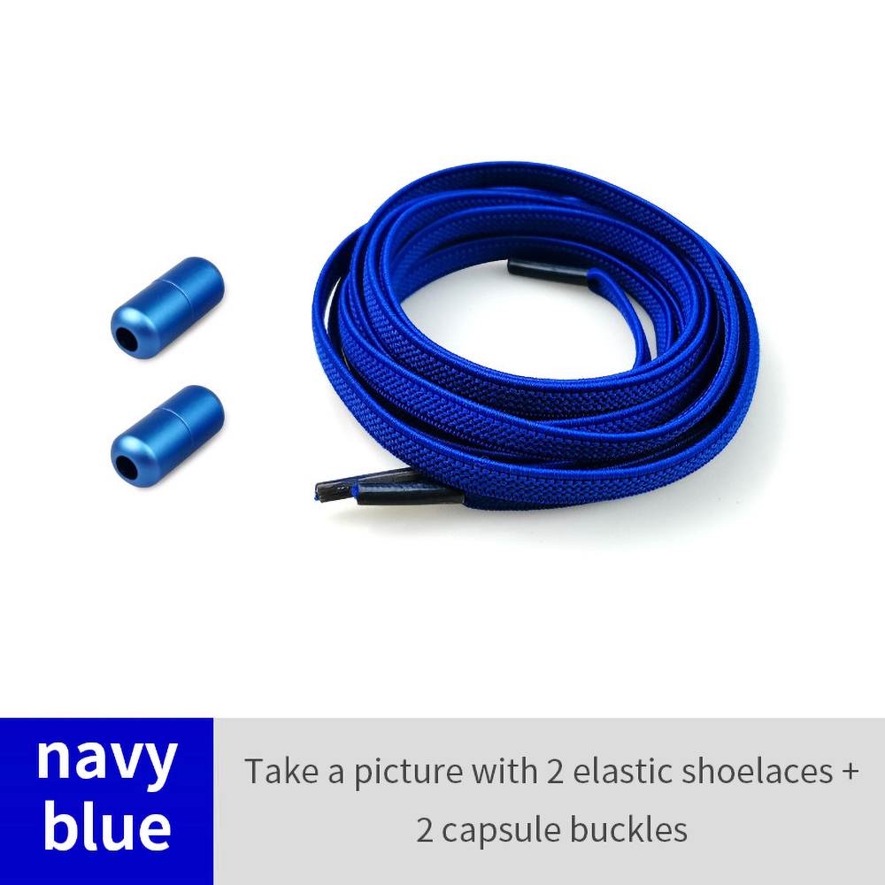 Lacets plats élastiques pour femmes et hommes, faciles à porter, faciles à assortir, chaussures blanches décontractées pour enfants, lacets colorés: navy blue