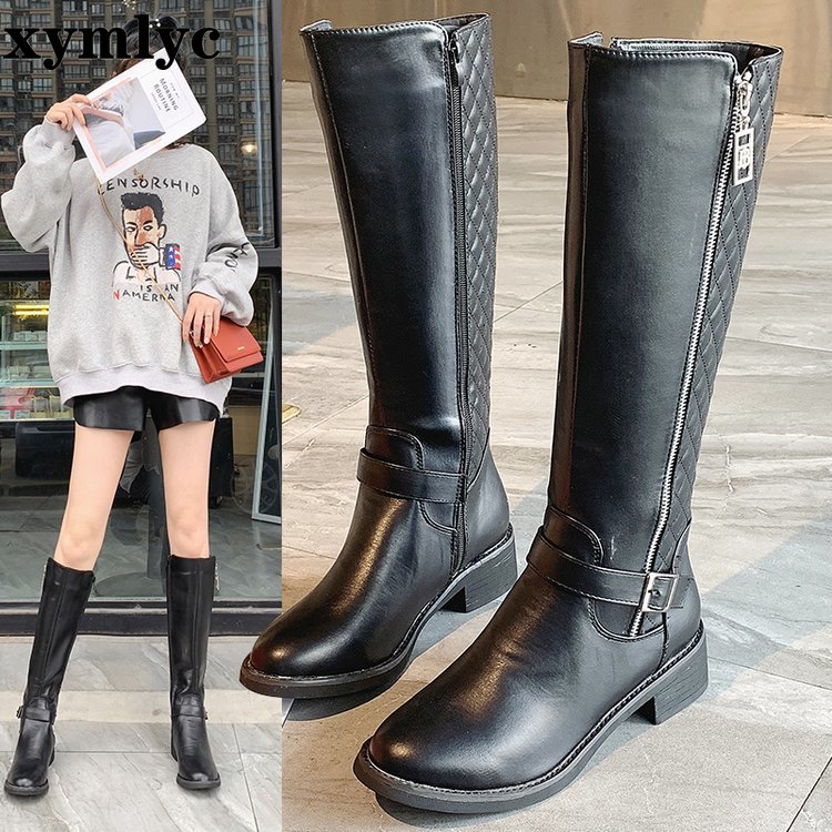 Women Over The Knee Boots Winter Thigh High Boots Suede Ladies Black Long Booties Elastic Block Heels Size 35-43