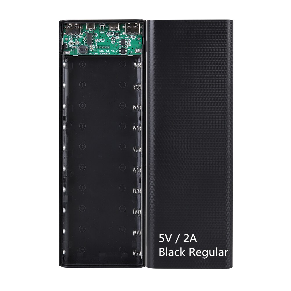 Power Bank Case 10*18650 Dual USB With Digital Display Screen Mobile Phone Charger DIY Shell 18650 battery Holder Charging Box: Black Regular