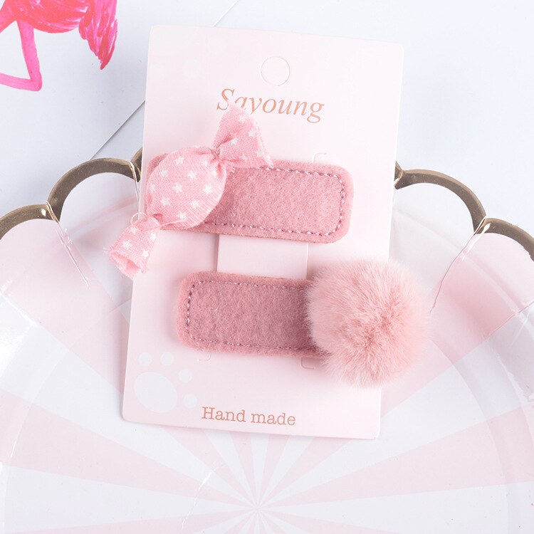 2 pièces Mignon Kid Filles Pinces À Cheveux Bonbons Tandem Boule Pompon Épingles À Cheveux Barrettes Chapeaux Bébé Enfants Cheveux Accessoires Chapeaux: 1-Pink
