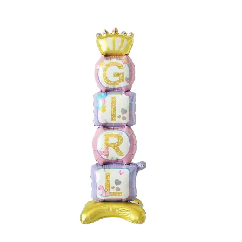 Corona Pedestal Niña Niño Globos de aluminio Baby SHowers Decoraciones para de primer cumpleaños