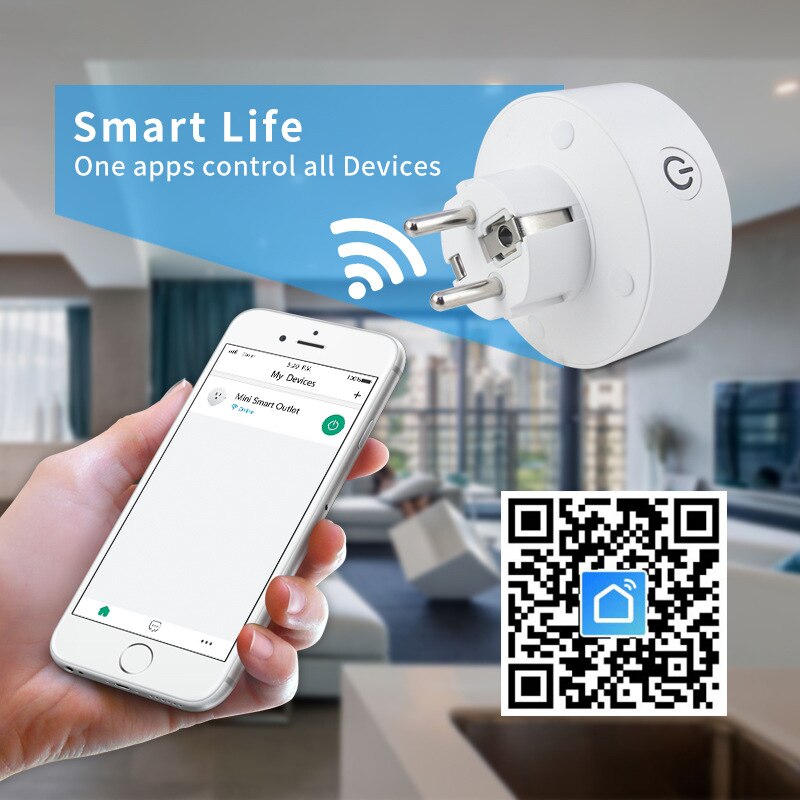 1Pc Wifi Socket Europese Standaard Plug Europese Standaard Wifi Smart Socket Alexa Draadloze Afstandsbediening Voice Control