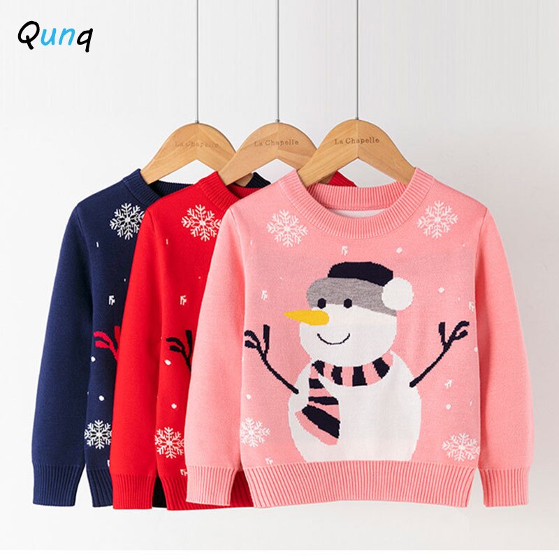Snowman Pattern Girls Sweater 2 3 4 5 6 Year Old Baby Toddler Children Knitting Tops Clothes Fall Winter Christmas Kids Pullover