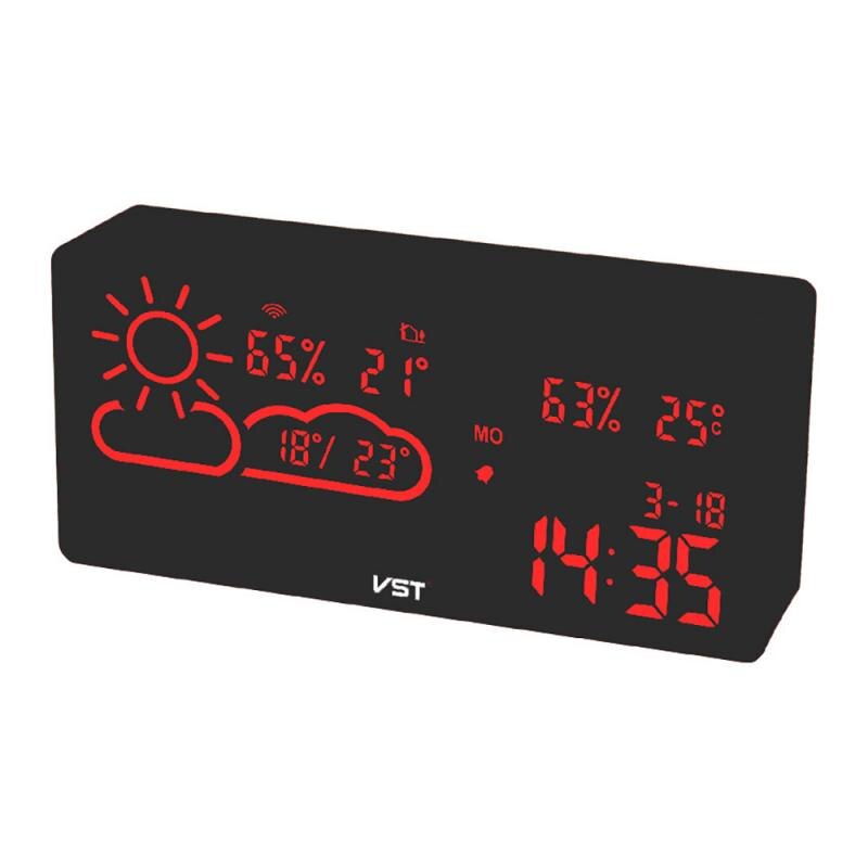 Wifi Led Digitale Wekker Radio Met Temperatuur Vochtigheid Lcd Diaplay Wereld Tijd Weersverwachting Radio App Klok: Red