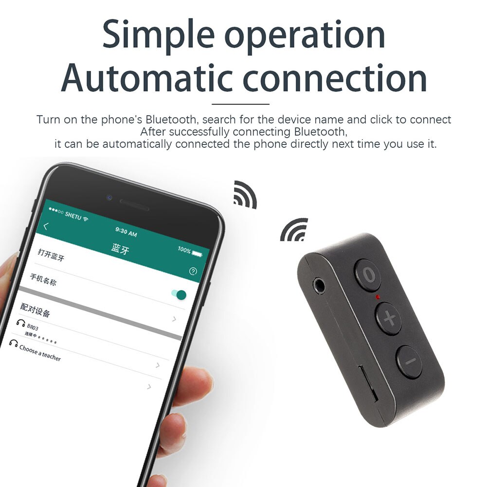 Kit de coche Bluetooth 3,5mm receptor de Audio eco CVC reproductor de música TF Dongle inalámbrico receptor de Audio inalámbrico adaptador de música