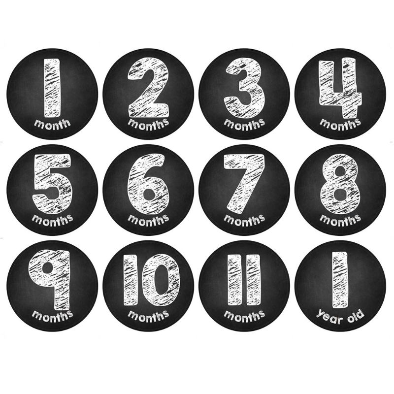 First Year Baby Monthly Milestone Photo Sharing Baby Belly Stickers Birth to 12 Months and 8 Bonus Achievement Stickers