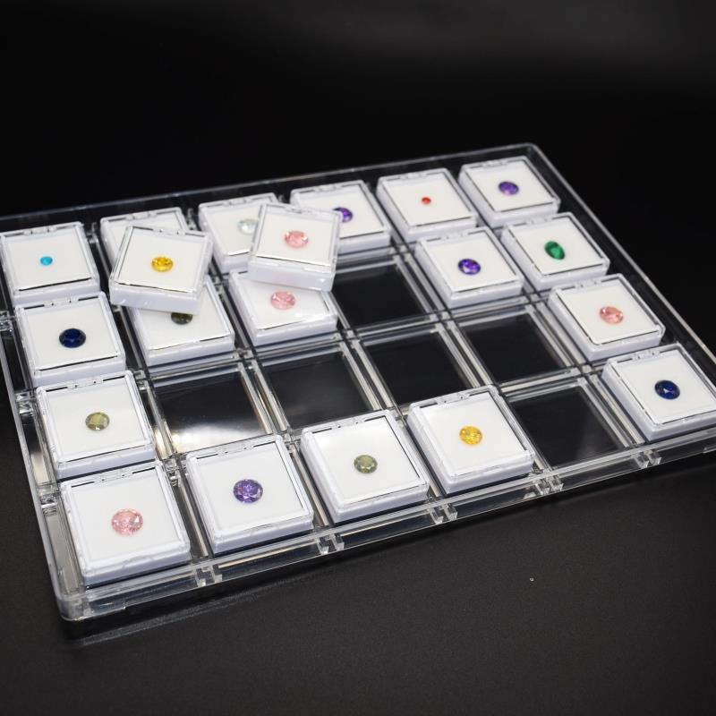 Présentoir de pierres précieuses pour bijoux, boîte de rangement, pot de pierres précieuses, vitrine, plateau avec couvercle, support de diamant en vrac, conteneur organisateur Transparent