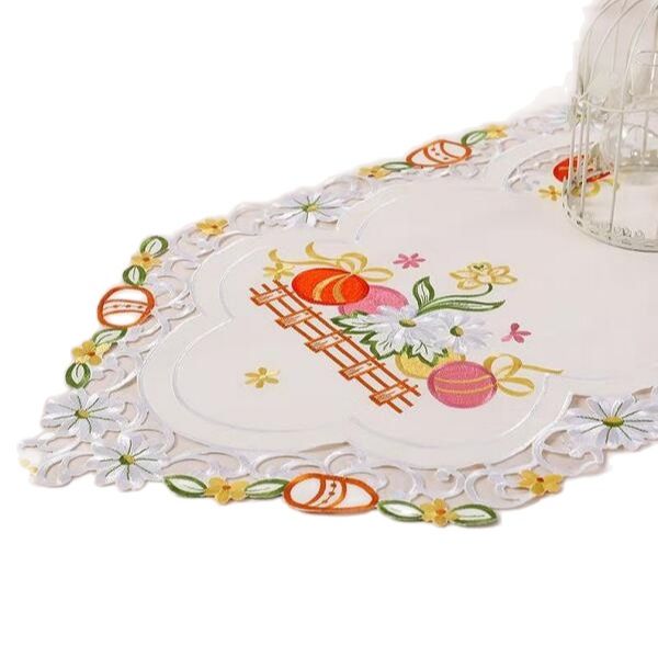 Easter egg art Embroidery bed Table Runner flag cloth cover Lace tablecloth mat kitchen party decor