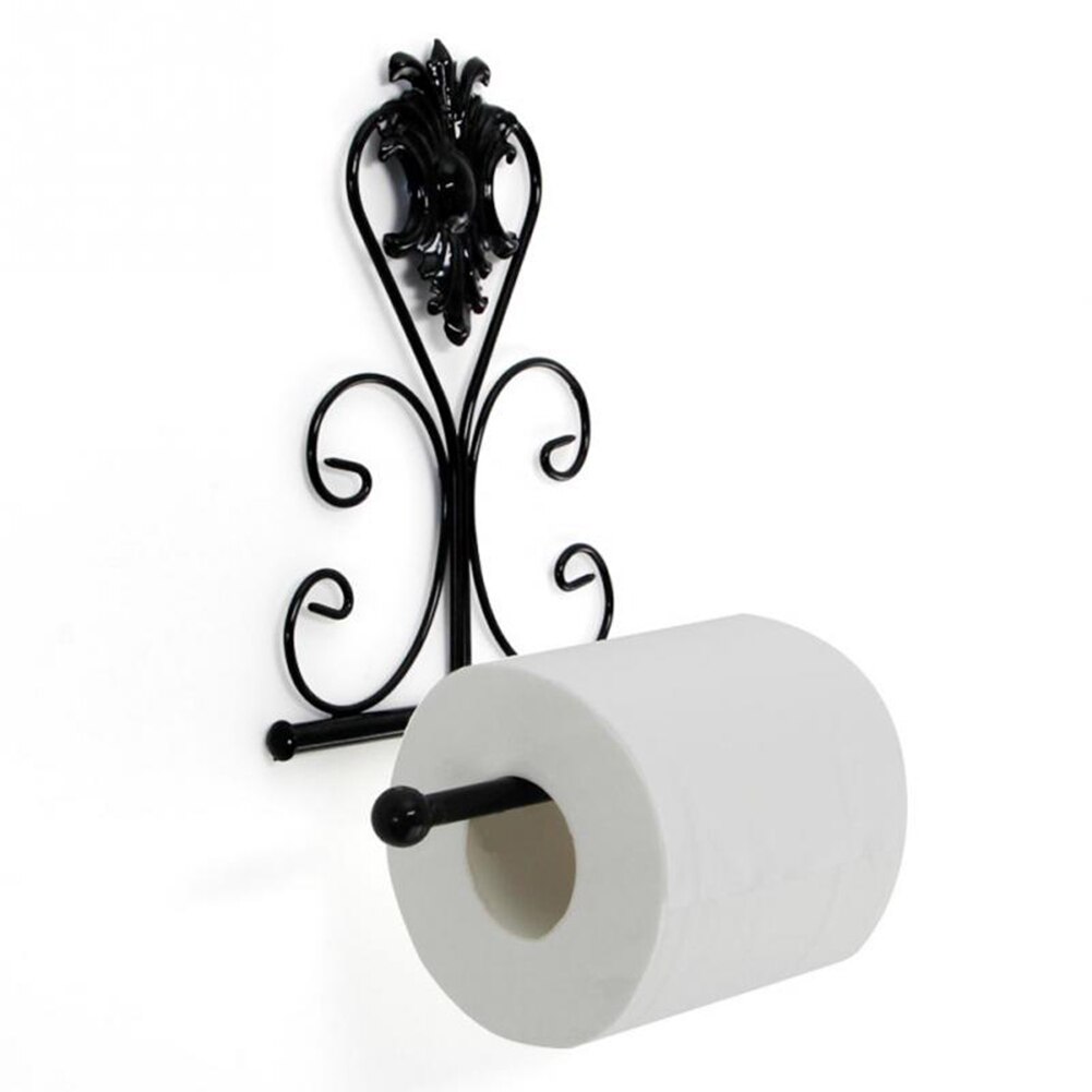 Bathroom Metal Paper Roll Holder Wall Tissue Rack Toilet Storage Shelf Decor