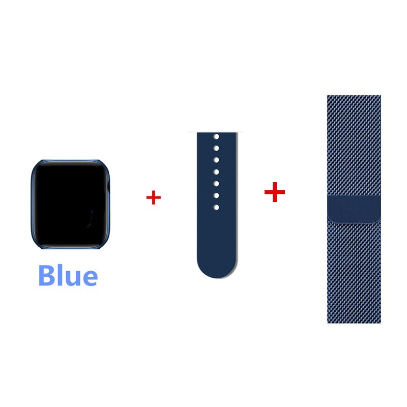 Original IWO 13 Smart Uhr Serie 6 Frauen Männer Unterstützung Bluetooth Anruf Herz Rate Besser Als IWO 12 Pro W56 smartwatch Für IOS: blue add steel