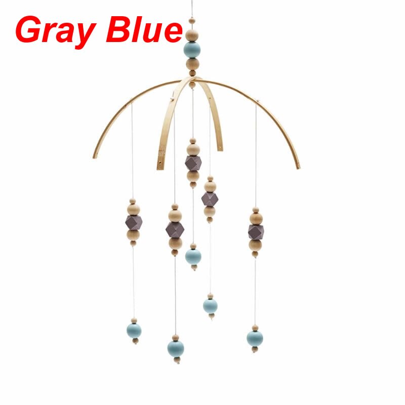 Nordic Baby Rattle Toys Wooden Beads Crib Wind Chimes Newborn Bed Hanging Toy