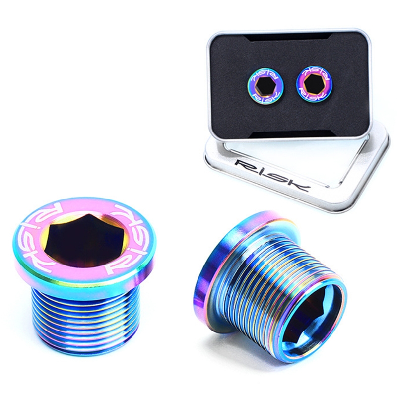 Practical Bicycle Spline Axis Fixing Screws M15x12mm Titanium Alloy Wear-resistant MTB Road Bike Crankset Crank Arm Bolt: Colorful