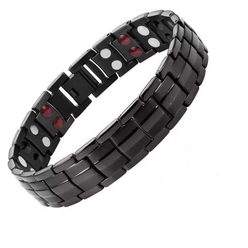 Men Women Healthy Magnetic Bracelet 3 Health Care Elements Relieve Fatigue Improve Sleep Reduce Fat Magnets Bangles Lovers: 2 Rows Black