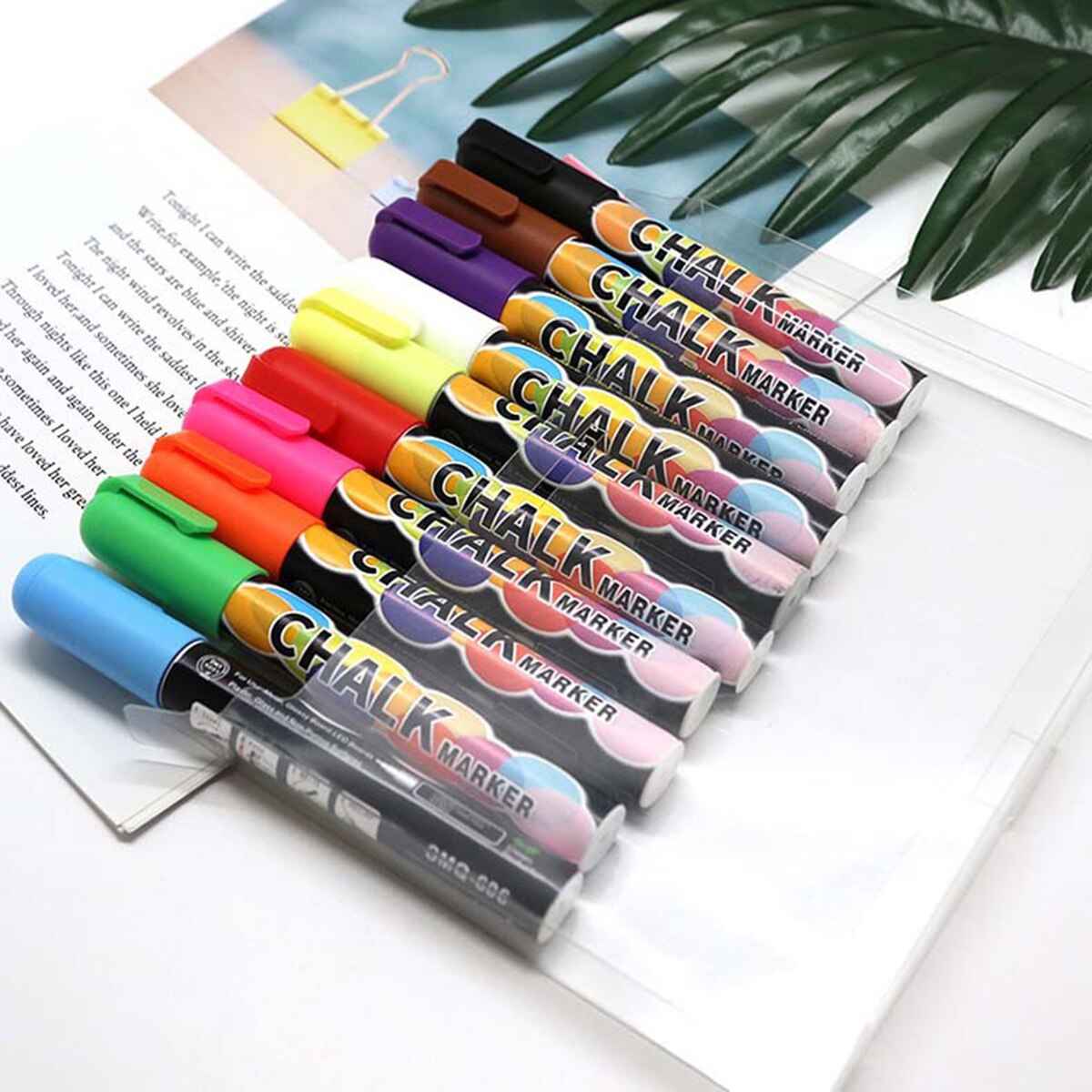10 färger flytande krita markör svarta tavlan highlighter 6mm vändbara spetsar torr & våt radering för svarta tavlan svart tavla fönsterglas