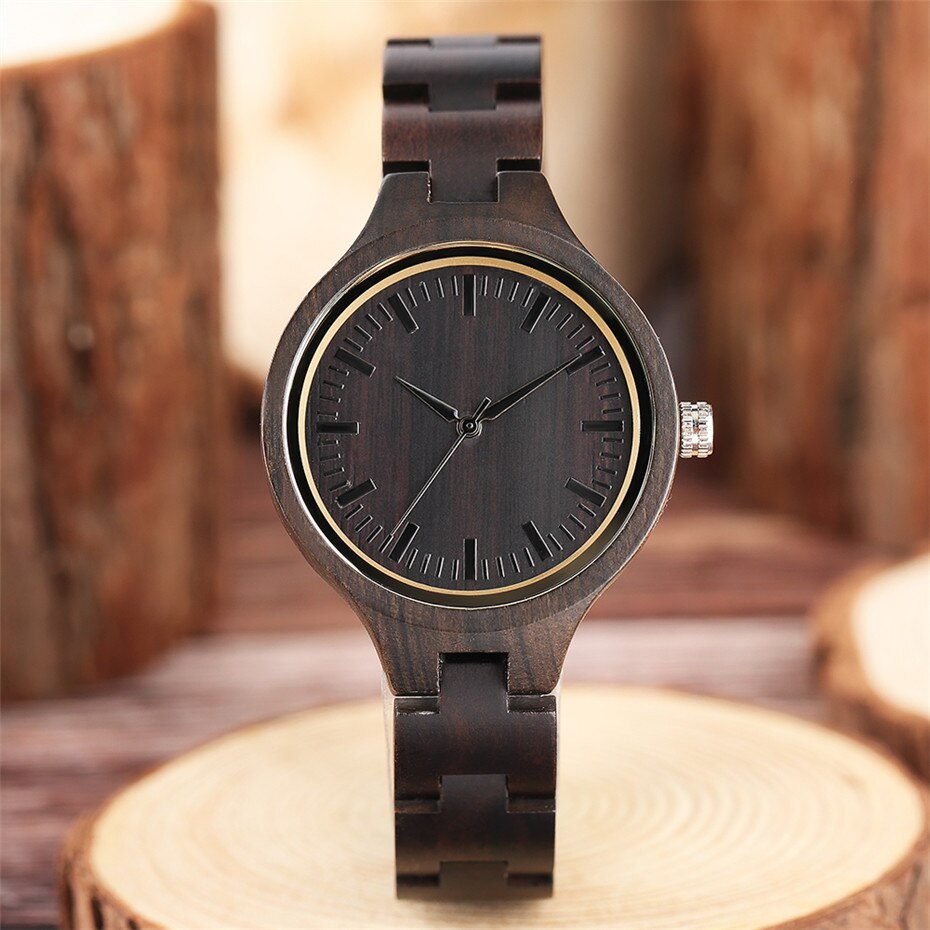 Natural Bamboo Wood Watches Ladies Fashionable Quartz Wristwatch Wooden Watch Female Clock Relogio Feminino zegarek damski: Rose