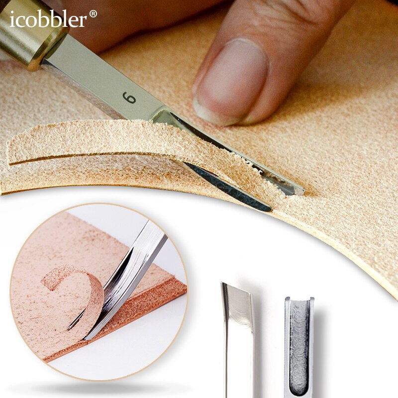 Leather Edge Beveler Skiving Tool, Wide Mouth Leathercraft Thinning Curved Angle Round Edge Shovel Craft Trimmer