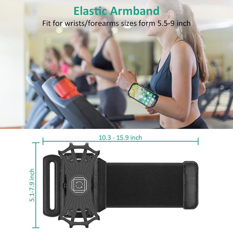 Adjustable Running Mobile Phone Wristband Silicone Material Rotatable Wrist Strap Jogging Arm Strap Removable For Cycling Sports