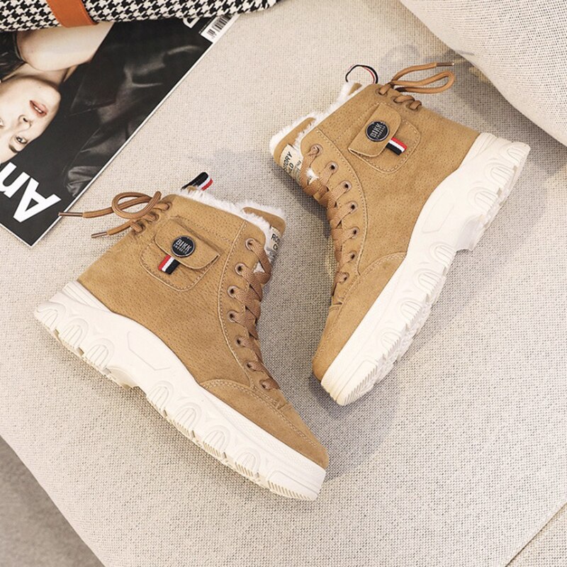 Dames sneakers winter damesschoenen flats platform casual schoenen voor dames comfortabele hoge top warme pluche off white schoenen