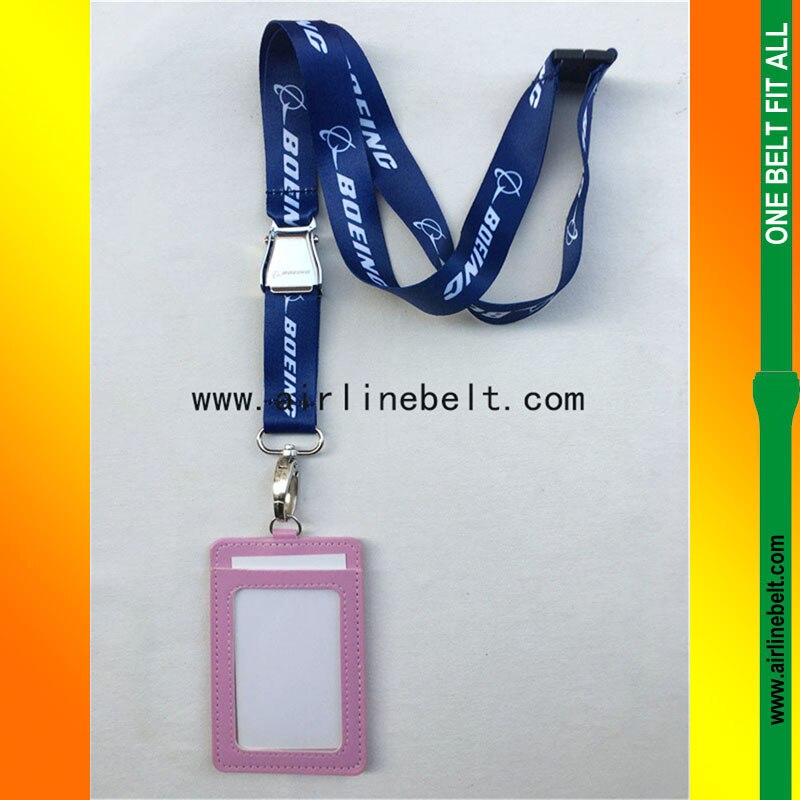 Blauw Boeing seat belt vliegtuig gesp lanyard met ID case houder voor pilot flight crew airman luchtvaart kantoor persoonlijkheid