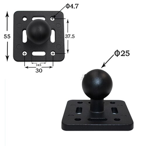 BGNing 25mm 1 "zoll Ball Kopf Mount Adapter w/ M6 Gewinde 1/4" Schraube für Motorrad Bike reiten Sport Kamera Telefon Clip Halterung: Square Median