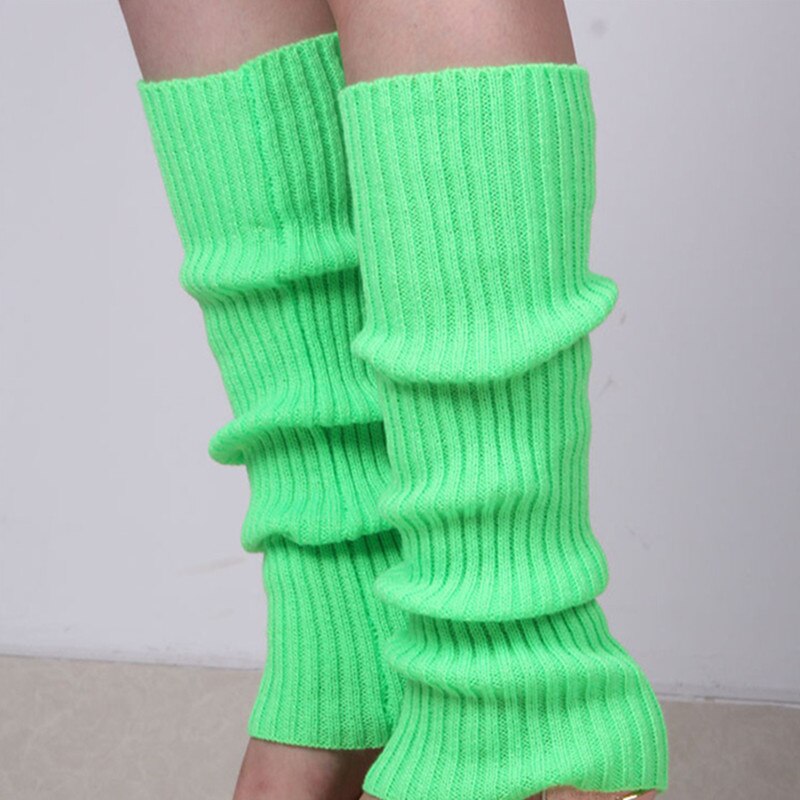 Calentadores deportivos de seguridad para mujer, calentadores largos de punto, calentador de piernas, calcetines de tubo de felpa suave, novedad, Invierno: green