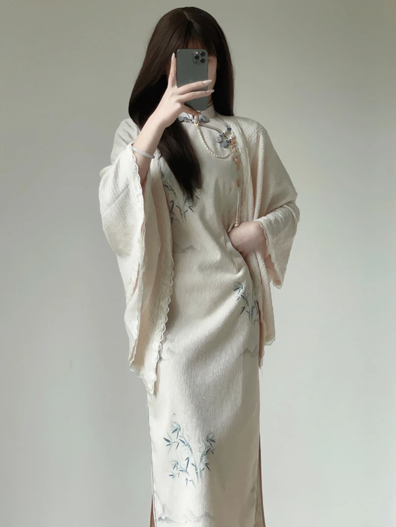 Abito tradizionale cinese longue améliorée per giovani ragazze, Cheongsams doux, stile retrò de la République, nouvelle