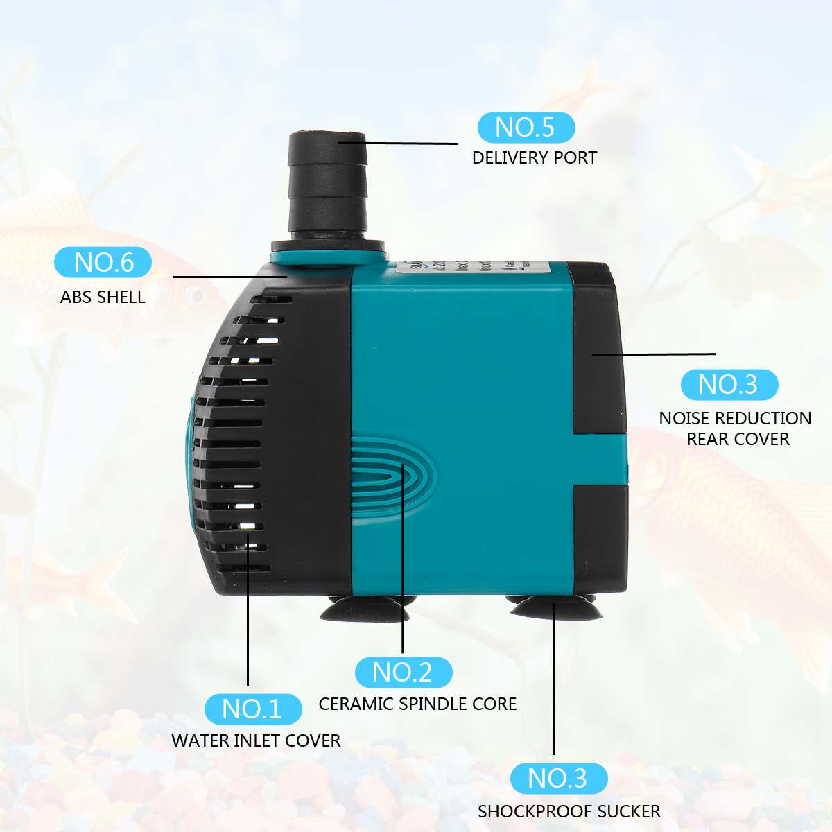 3/6/10/15/25W Ultra-Quiet Submersible Water Pump Filter Fish Pond Aquarium Water Fountain Pump Tank